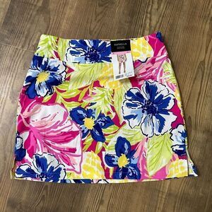 NWT Rafaella Cosmic Pink Floral Print Skort Size Small